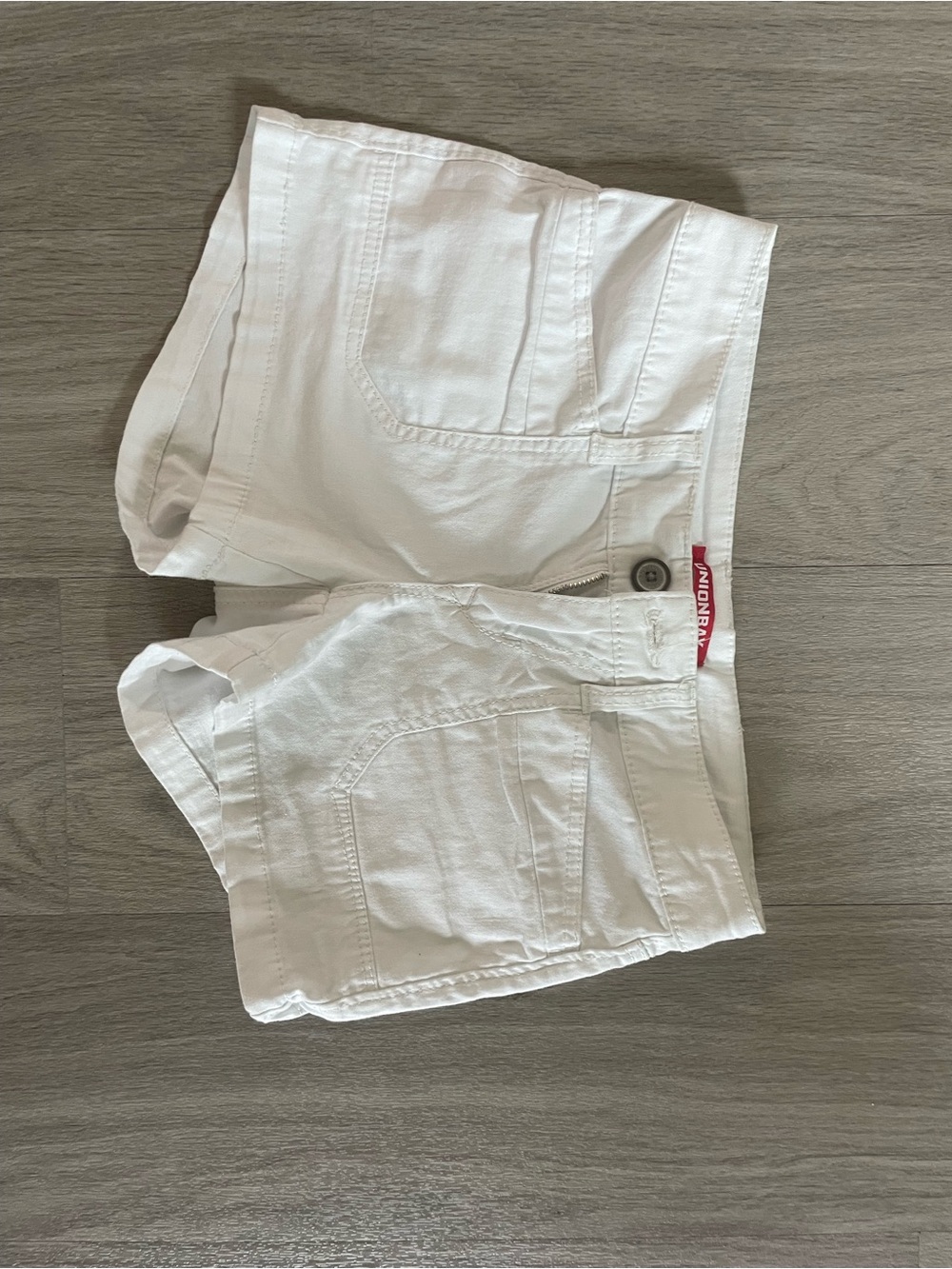 UNIONBAY White Shorts with Red Logo Tab